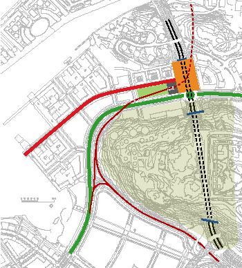 6 (12) Spår i tunnel in till Slussen Busstorg för lokal och regionalbuss Försänkt station för