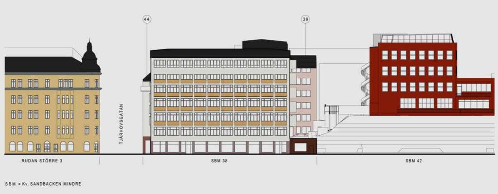 Sida 14 (27) befintliga byggnadens fasadliv och följer upp den lätt identifierbara industrikaraktären med hänsyn till våningsplansindelning och utformning.