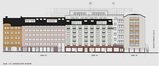 Husets gavel kan upplevas från Renstiernas Gata och därför har särskild betydelse i stadsrummet. Ambitionen är att ge gaveln en mer detaljerad gestaltning.