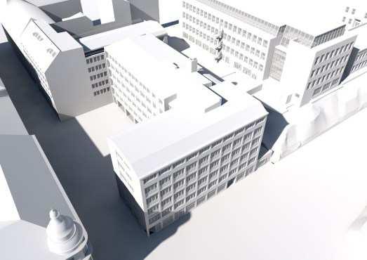 Bottenvåningen sammankopplar det nya huset och den nya gården med de befintliga byggnaderna på Sandbacken Mindre 39 och 38.