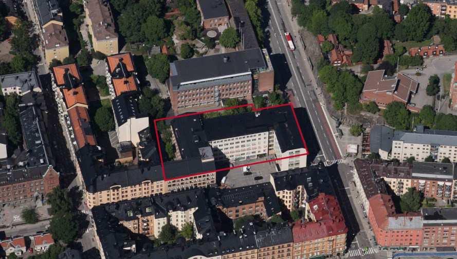 Sida 5 (27) Planområdet markerat med röd rektangel. Plandata Läge, areal, markägoförhållanden Planområdet är beläget i korsningen mellan Renstiernas Gata och Tjärhovsgatan.