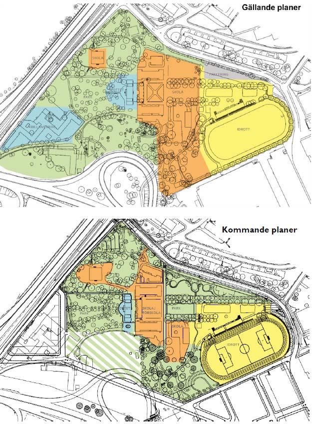 SID 6 (10) Bild 2: Karta över parkens funktioner: grön=park, gul=idrott,
