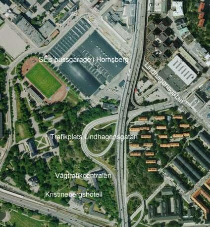 Flygbild över området sambanden på Kungsholmen.