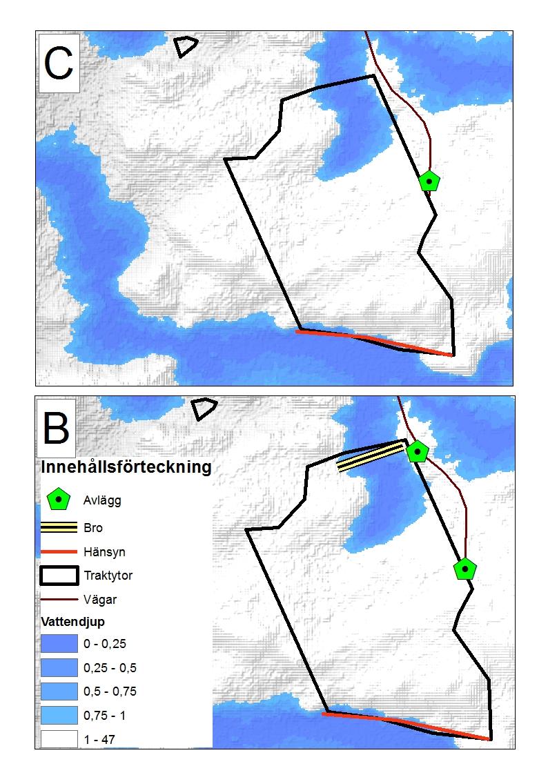 De två alternativa drivningssätten presenteras i Figur 7 där det undre är scenario B och det övre