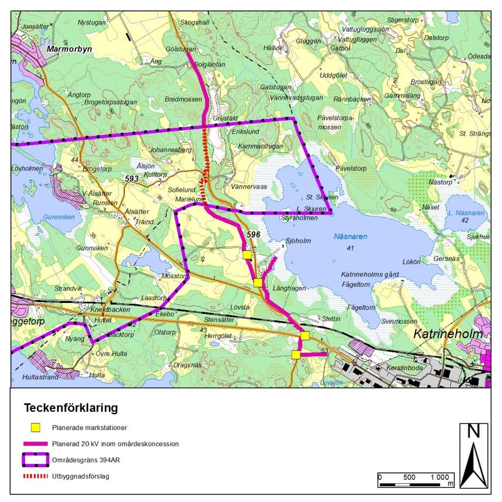 1.4 Angränsande projektplaner Den planerade 20 kv ledningen inom utredningsområdet ingår i ett större projekt där Tekniska verken avser att förlägga kabel samt uppföra nya markstationer på en längre