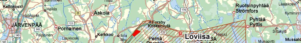 13 kilometer norr om kustens innersta vikar och fortsätter ända till uddarnas yttersta spetsar (Figur 2-7). Vindförhållandena påverkar årligen läget för det spridda flyttstråket över Borgå Lovisa.