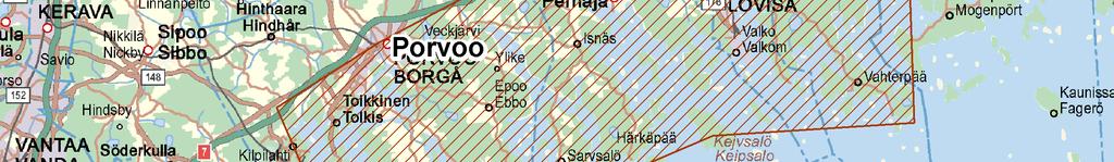 Planeringsområdets läge (anges med en pil) i förhållande till det nationellt viktiga höstflyttstråket för ormvråk och kungsörn (snedstreckat).