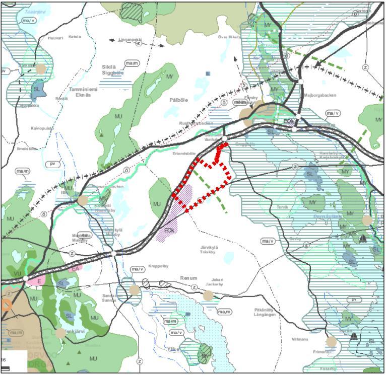 28 Figur 2-18. Utdrag ur en sammanställning av Nylands fastställda landskapsplaner (Nylands landskapsplan, Nylands 1:a, 2:a och 3:e etapplandskapsplan och Östra Nylands landskapsplan).