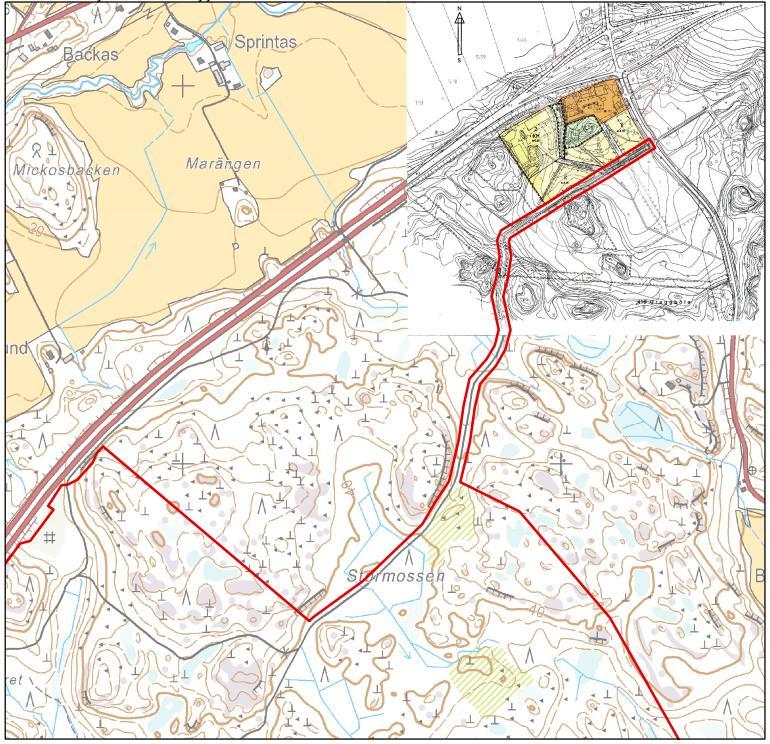 33 Figur 2-21. Planeringsområdets läge i förhållande till detaljplanerna för områden för service, småindustri och affärsverksamhet i Gammelby samt Gammelby trafikbutik. 2.6.