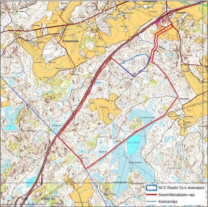 35 möjliggör bergsbrytning och -krossning samt mottagning av ren jord. Lovisa stads byggnads- och miljönämnd beviljade NCC Roads Oy marktäktstillstånd (711/11.01.00/2010) 8.12.2011. Figur 2-23.
