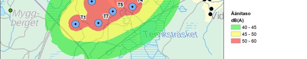 På basis av modelleringen i utredningen stannar bullernivåerna vid områdets fritidsbostäder och bostadshus under statsrådets riktvärden.