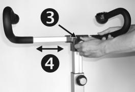 3.4 Inställning av handtaget 3.4.1 Handtag - Höjdinställning Los sa på lås knap pen (vrid mo turs) och dra i hand ta get för att an pas sa höjden (max höjd i axel höjd).