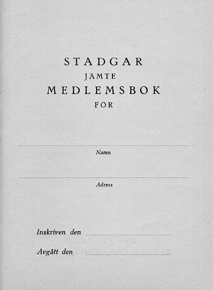 STADGAR JÄMTE MEDLEMSBOK FOR