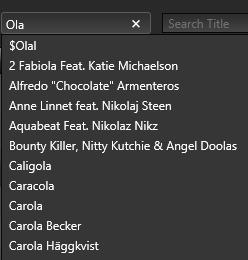 3.2 Sök efter musik Längst upp finns alla sökmöjligheter i arkivet. Du kan söka efter musik genom att ange artist, titel, album, genre och årtal.