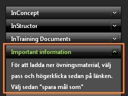 Notera att detta endast avser förkoreograferade klasser som har dokument, video eller downloads.