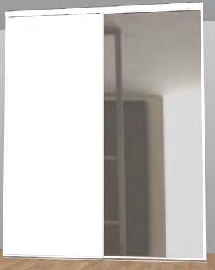 Skjutdörrar från Lumi med silverprofiler, 1 dörr med klart
