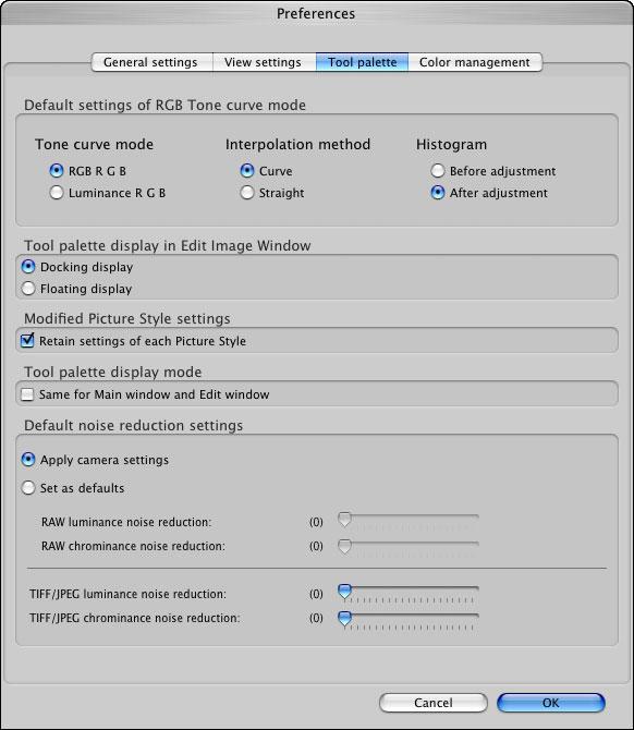 Tool Palette (Verktygspaletten) Du kan ange inställningar för verktygspaletten.