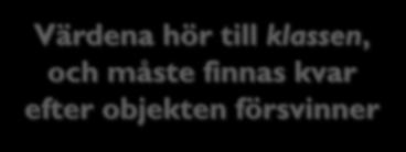 skapades Värdena hör till klassen,