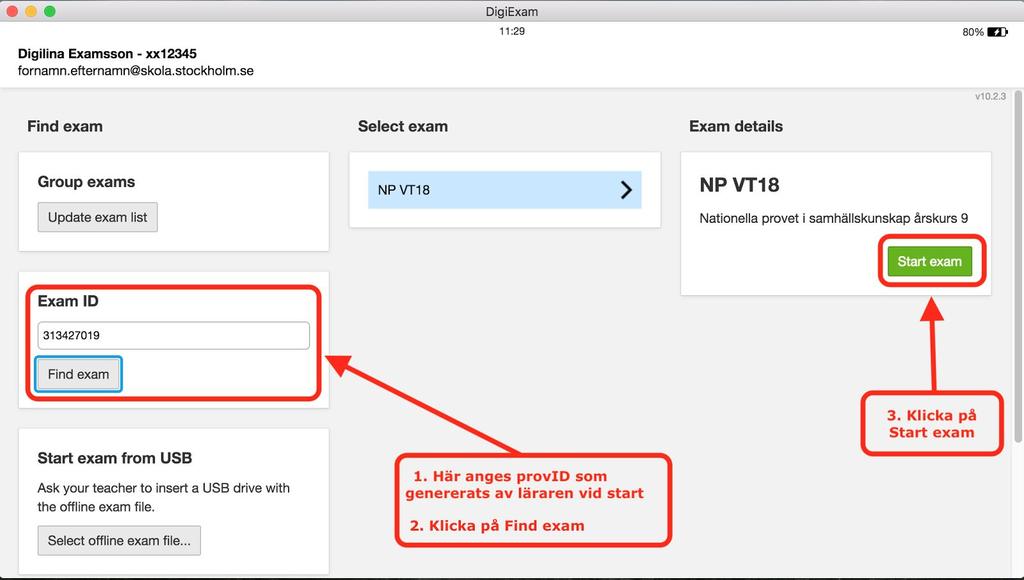 DigiExam-klienten/appen för