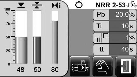 Idrifttagning Inställning av reglerparameter Genom att trycka på knappen öppnar man regulatorns parametersida. Bild 4 C D E NRR 2-5. Tryck på gröna bildskärmsknappen för var parameter.