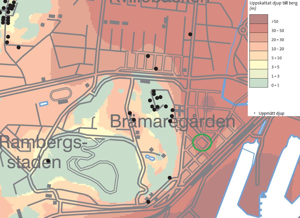 2013-11-04 rev 2014-06-17 Sida 2 av 7 Figur 2 Jorddjupskarta (SGU) 3 Befintliga förhållanden 3.1 Topografi Aktuellt område är relativt plant, inmätta höjder varierar från +0.35 i sydost till +1.