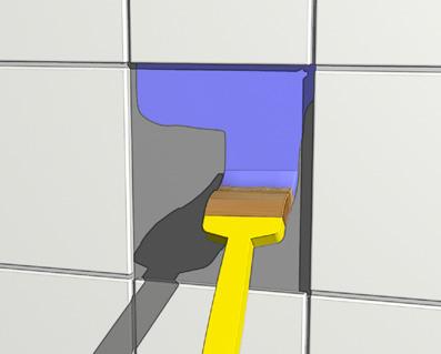 Applicera sedan med pensel ett skikt Byggmax Tätmembran.