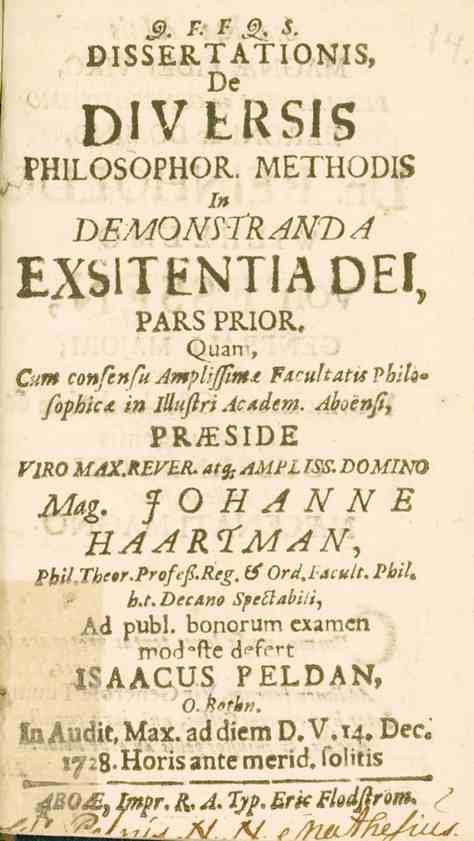 $. F. F g. S. DISSERTATIONIS, De OlV^KBl3 PHILOSOPHOR. METHODIS DEMONSTRANT* EXSITENTIADEI, r^li.b PRIOR, Quan, Cum confenfu Ampliffint* Faruhatts Pbila» fophica in Illuftri Acådern.