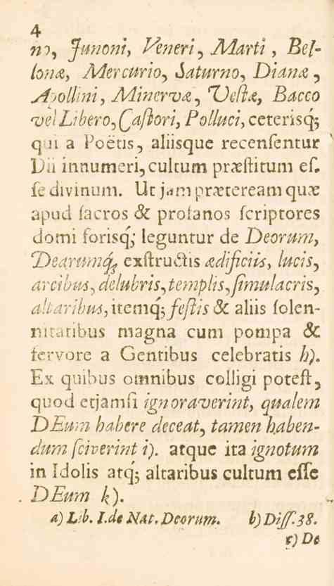 4 7)?, Jmwm, vinerij Adarti, öe/- lona, Ådercurio^ Saturno, Diana, A>oilini, Adiuervtt-, TJuSa, Baceo "vellibero^afiori. /'oh/r/, ceterisq; qui a Poetis, aliisque recenfcntur Dii innumcri^cul.