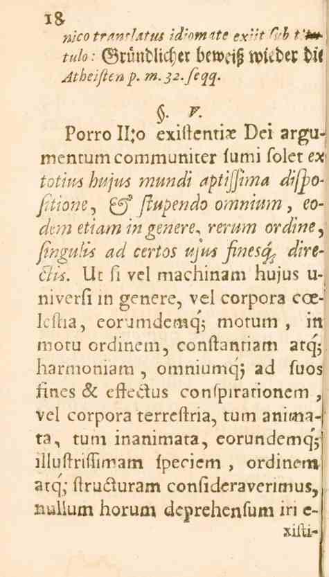 nicotran-lfltm idiomtte exiit r-b t'*tt- /-«/<, Grundlicher bewh wkder dit Atbeiftcnp. m. 32.fi qq.. v. Porro lljo exiftemix Dei argu- 1 mentum communiter (umi fölet ex t.