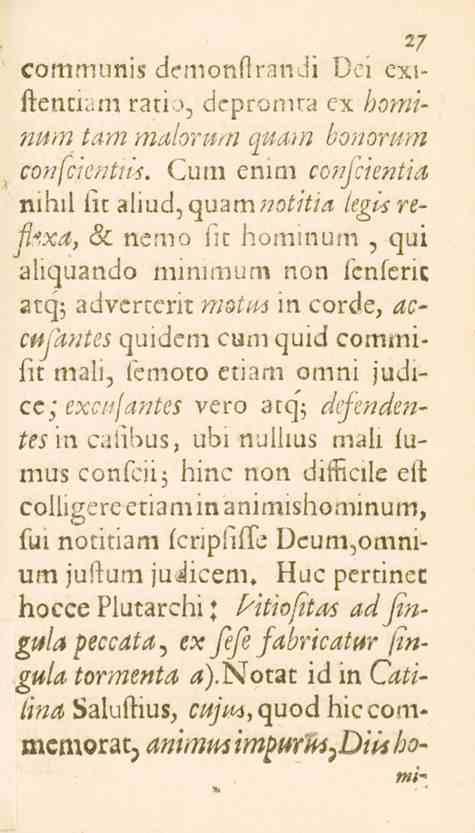 27 communis demonftrandi Dei extftentiam ratio, depromta ex /is^/'- --num tam malorum quam bonorum confcientiis.