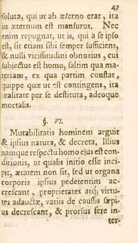 47 'foluta, qui ur ab X/crno erat ) ita in ctternum cft manfurus.