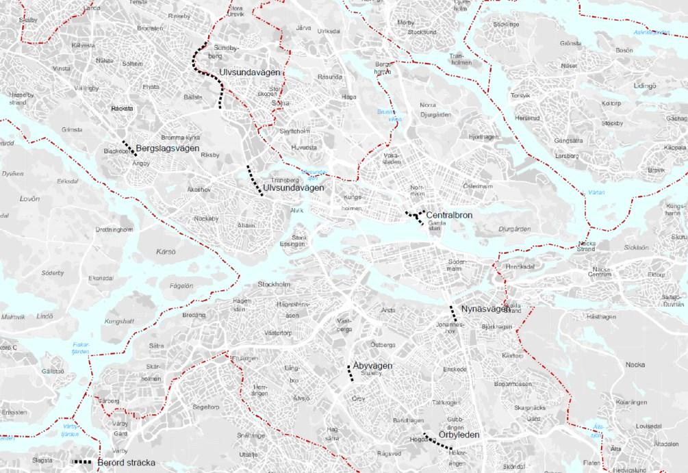 Sida 4 (5) Objekt Nynäsvägen från Johanneshovsbron till Arenavägen båda riktningarna 8 000 m2 Åbyvägen mellan Huddingevägen-Götalandvägen båda riktningarna 10 000 m2 Örbyleden mellan