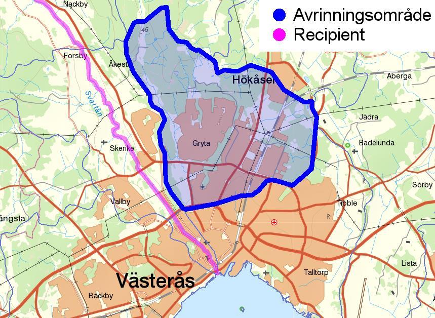 4 AVRINNINGSOMRÅDE OCH RECIPIENT Enligt SMHI:s kartverktyg så tillhör utredningsområdet avrinningsområde med Svartån som recipient, se markeringar Figur 8.