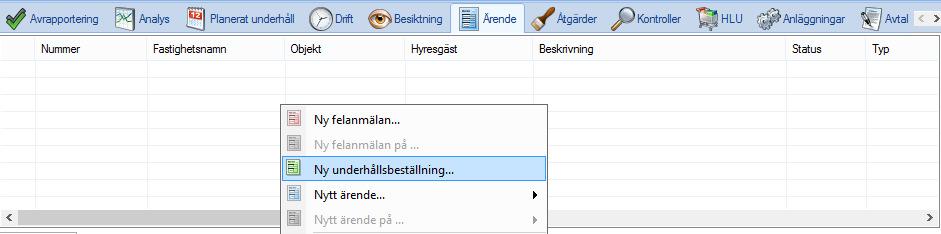 Lathund - Ärende Teknisk Förvaltning Skapa ny Skapa ny Ett nytt ärende av typen kan skapas på flera olika sätt i Vitec Teknisk