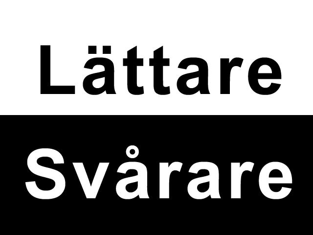 Läsbarhet - typsnitt Läsbarhet Serif-font vs Sans-serif-font Gemener vs Versaler Läsbarhet positiv/negativ Läsbarhet radmellanrum Positiv vs Negativ Radavstånd Luftigt vs Tätt Lättare att