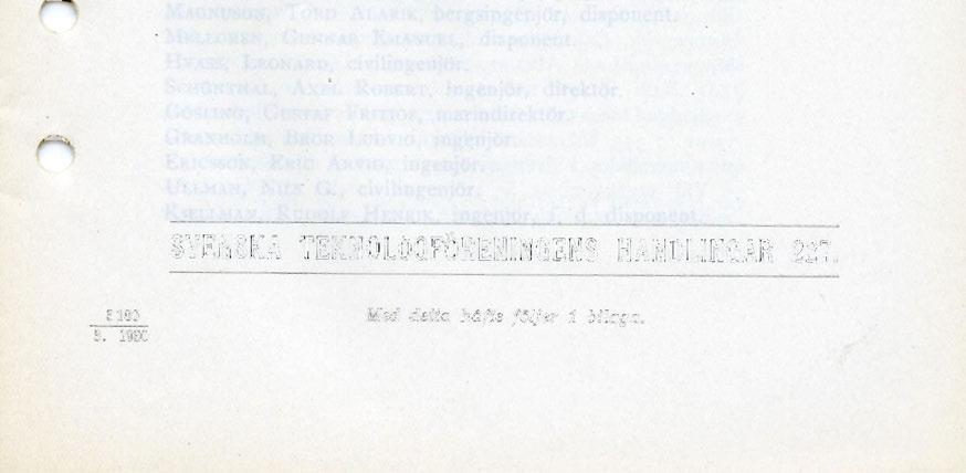 SVENSKA TEKNOLOGFÖRENINGENS ORDINARIE STÄMMA DEN 19 MARS 1930 STYRELSENS BERÄTTELSER FÖR ÅR 1920