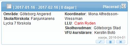 14. Viktigt att tänka på för dig som koordinator Som koordinator ska du kontinuerligt logga in och se om någon student tillkommit eller försvunnit från ditt VFU-område.
