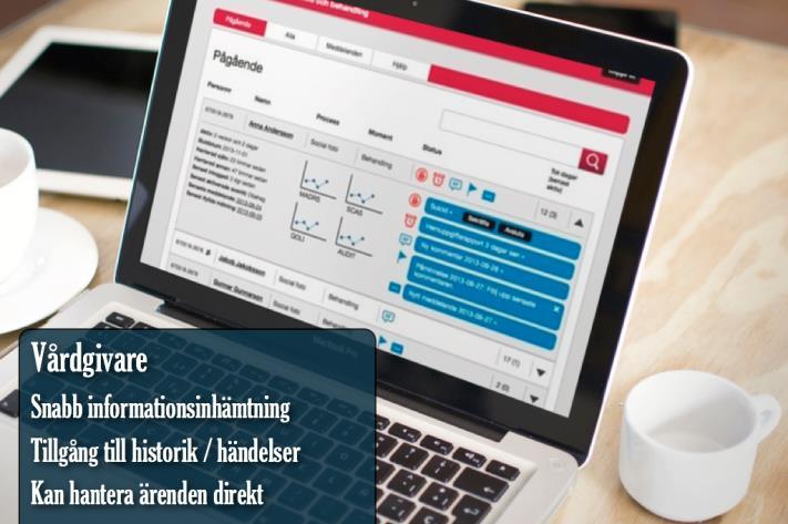 Behandlare I Stöd och behandlingsplattformen kan vården; Följa patientens progress Ta del av