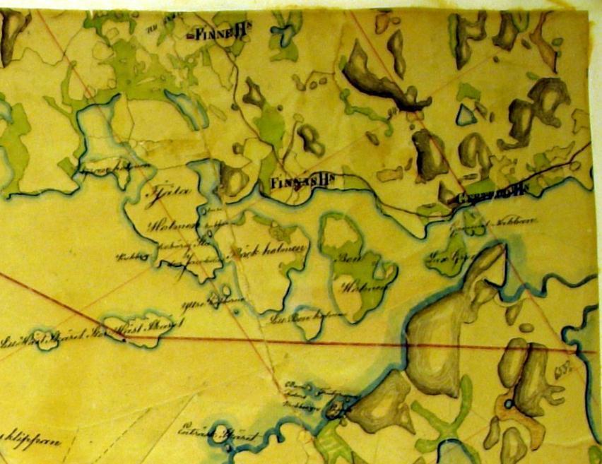 Bild 4. Det södra kartbladet av områdets sockenkarta från år 1840.