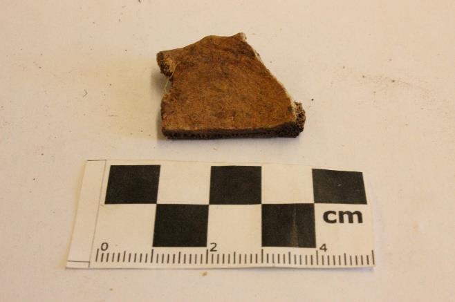 Dessa typer av skador uppkommer framför allt i våldsrelaterade sammanhang som exempelvis strid (Syse, 2003:97). Figur 40 Kranium fragment med huggskada.