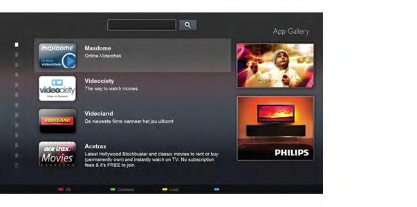 Om App-galleriet inte innehåller det du letar efter kan du surfa på webben på din TV. väljer App-galleriet. 1.2 Smart TV Anslut Philips Smart LED TV till internet och upptäck en ny TV-värld.
