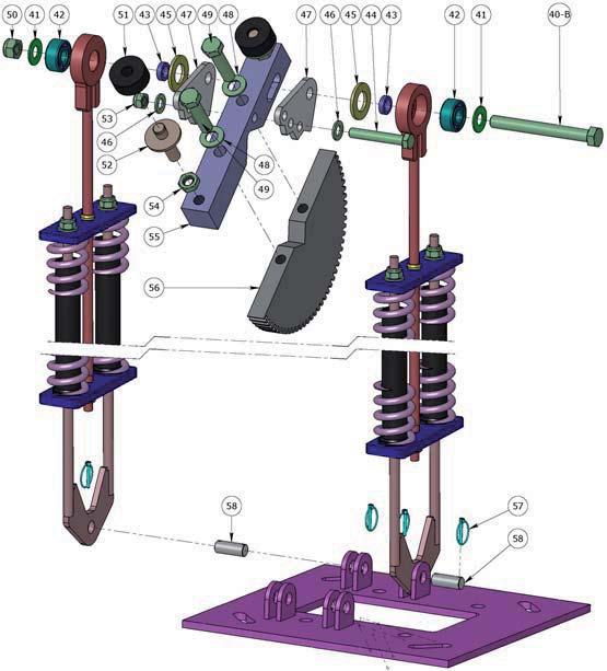 M20 51 = 10 Gummistopp (2 per bom) 52 M20 stopp (2 per bom vid tillbehör "automatisk frikoppling") 53 Låsmutter M16 54 Mutter Hm M20 (2