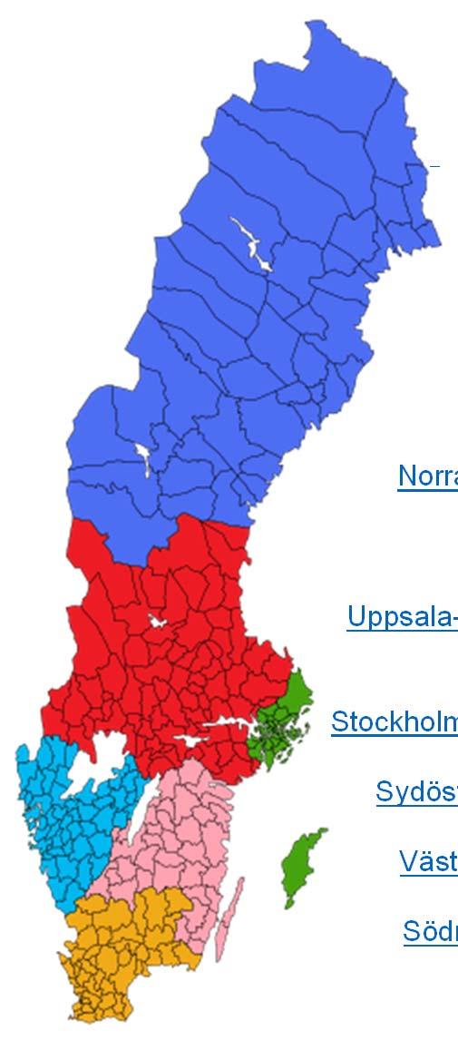 Region Medlemmar Län Kommuner Norrbottens läns landsting Norrbottens län Norra sjukvårdsregionen Jämtlands läns landsting Västerbottens läns landsting Jämtlands län Västerbottens län Landstinget