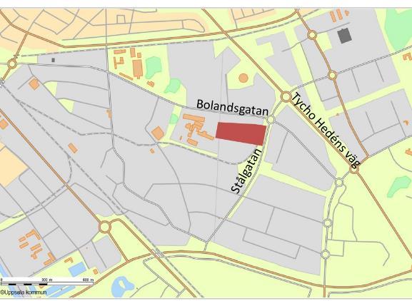 OMRÅDESFÖRUTSÄTTNINGAR Plandata Geografiskt läge Planområdet ligger i Boländerna, sydväst om korsningen Bolandsgatan/ Stålgatan.