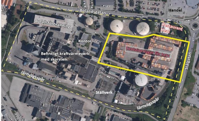 Vattenfalls anläggning Det finns ett par stora oljecisterner intill Bolandsgatan, varav endast den ena används, ombyggnad för bioolja pågår.