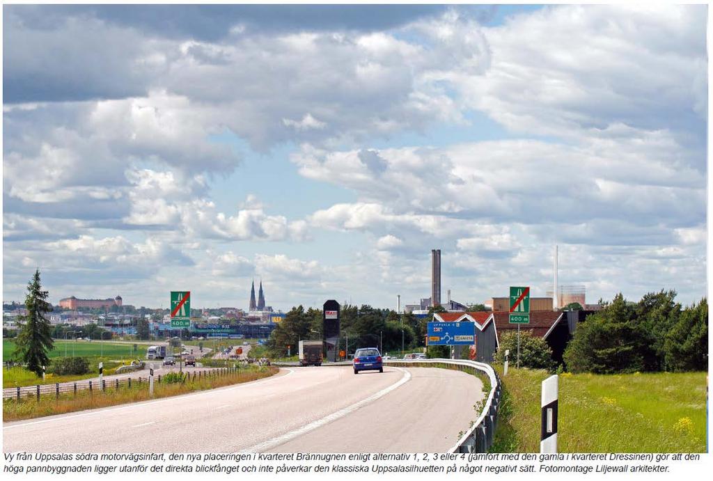 PLANENS KONSEKVENSER, fortsättning Stads- och landskapsbild samt kulturmiljö Anläggningen kan inte döljas och fokus ligger därför på en utformning som samspelar med den klassiska uppsalasiluetten.