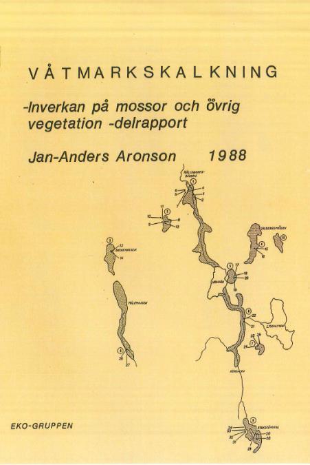 Hållsdammsbäcken kalkning Kalkningarna 1986-92 var en försöksverksamhet. Syftet var att ta reda på hur kalkning av kärr och mader fungerade och vilka effekter det gav.