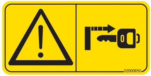 motorn har stoppats. Släpp trycket från hydrauliken innan du hanterar några hydraulslangar eller komponenter.