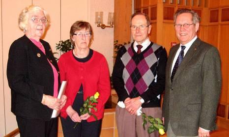 Karin Michols, Märtha Eriksson, Per Larshage, Uno Danielsson När SPF Falubygden höll sitt årsmöte i Missionskyrkan 11 februari var lokalen väl fylld. I år fyller föreningen 30 år.