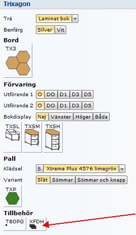 Förvaringen har två fronter som kan beställas i 3 olika utföranden.